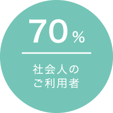 社会人のご利用者70%